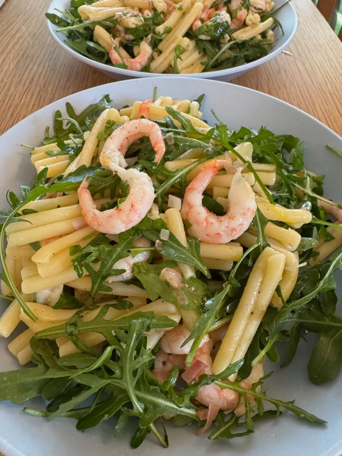Pasta med räkor och citronolja