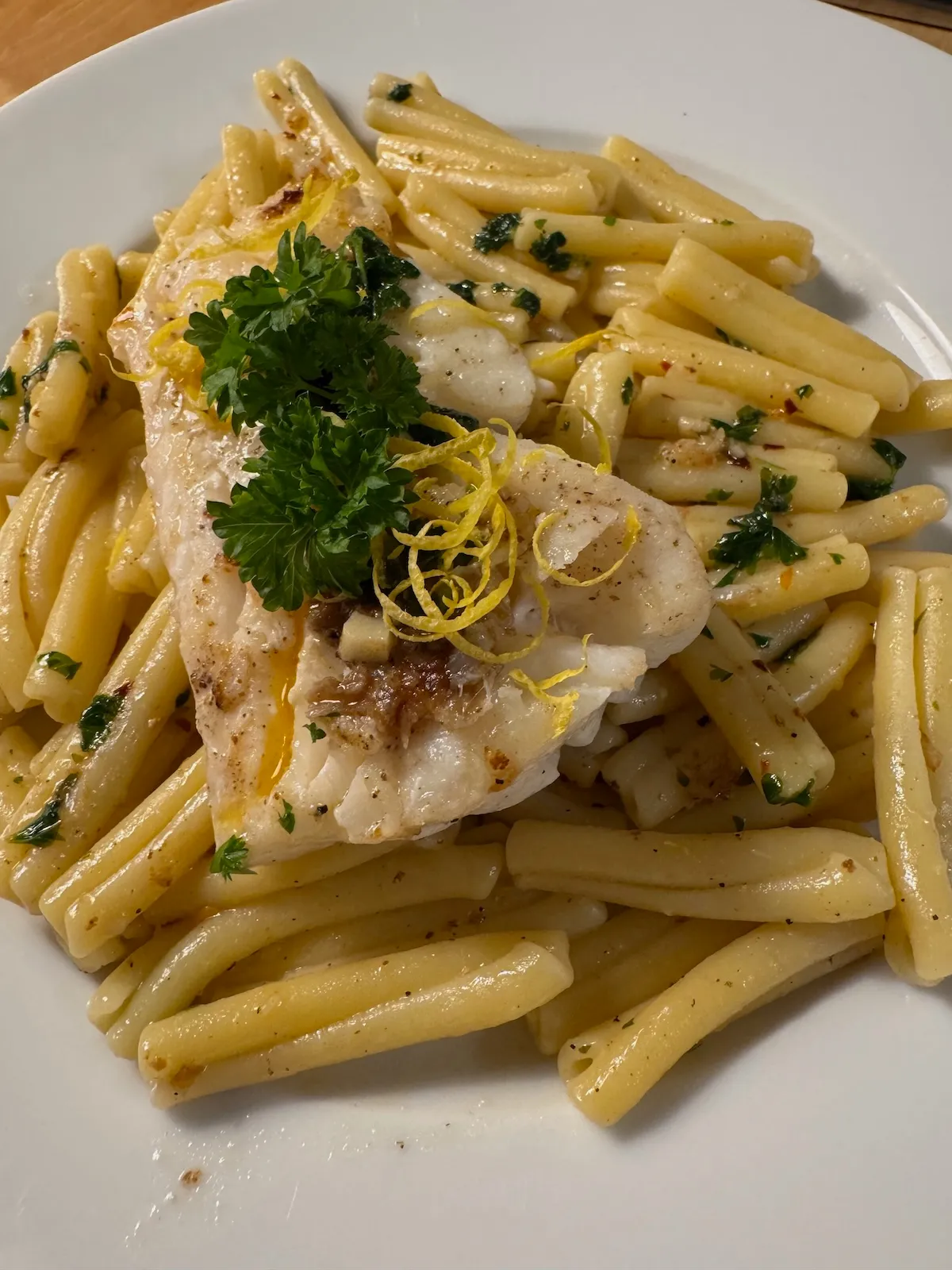Pasta med torsk och citron