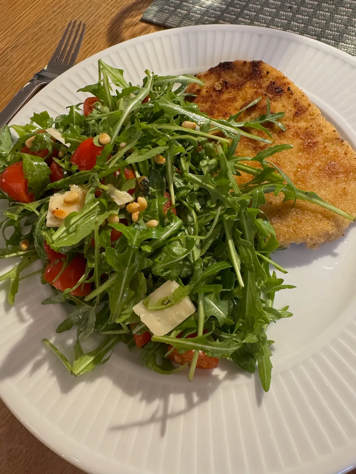 Schnitzel med ruccola-sallad
